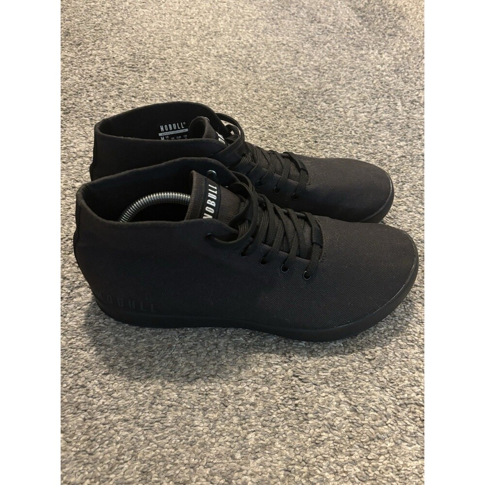 Nobull Mens 11 Womens 12.5 Mid Top Trainers Unisex Black Lace Up Sneakers